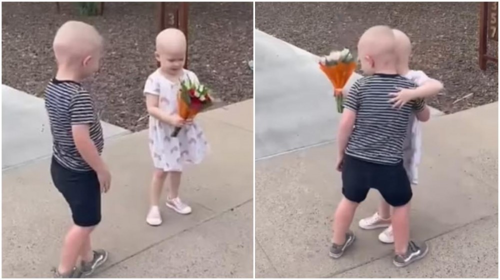 VIDEO EMOȚIONANT // Doi copilaşi de trei ani, care au luptat împreună împotriva cancerului, s-au văzut pentru prima dată în afara spitalului